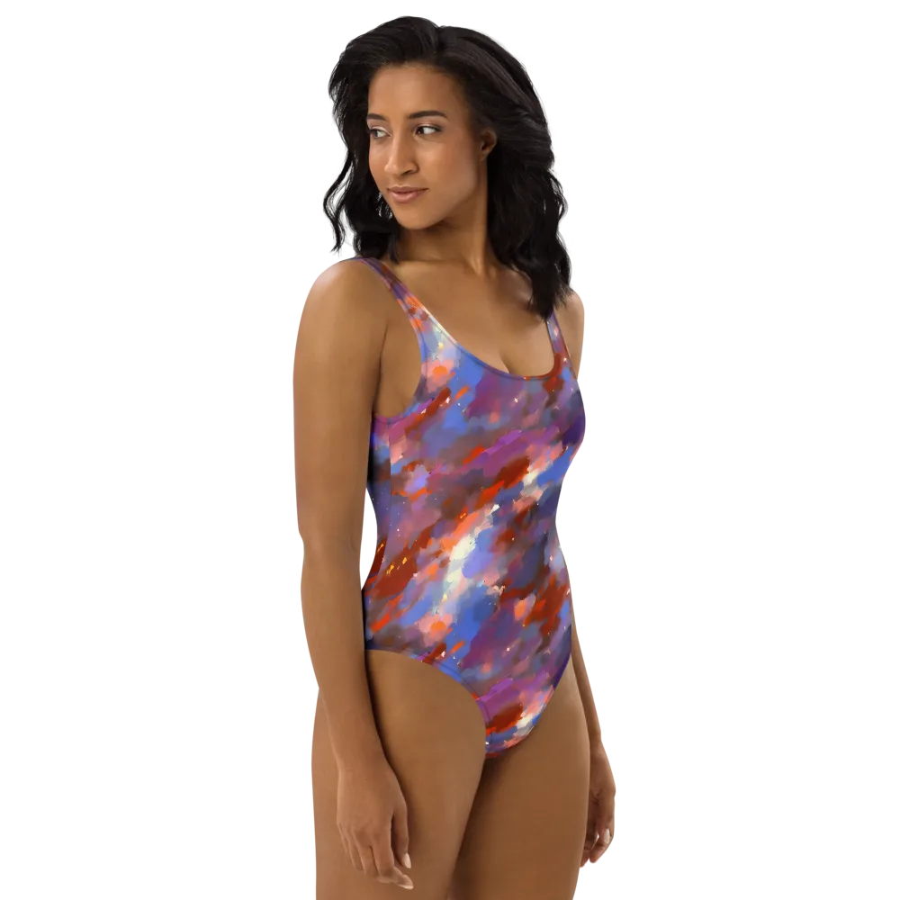 Celestial Brushstroke on One-Piece Swimsuit — Right