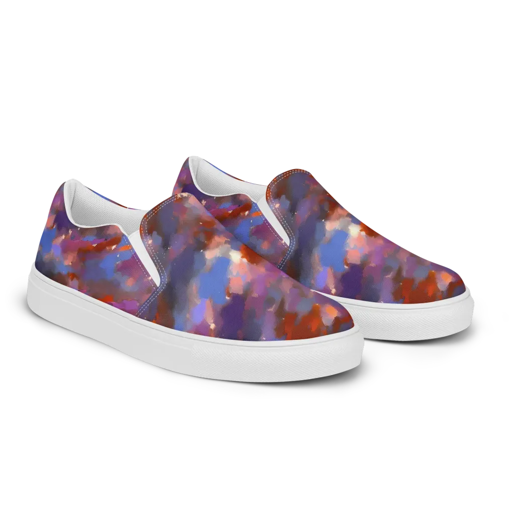 Celestial Brushstroke on Women's Slip-On Canvas Shoes — Right Front
