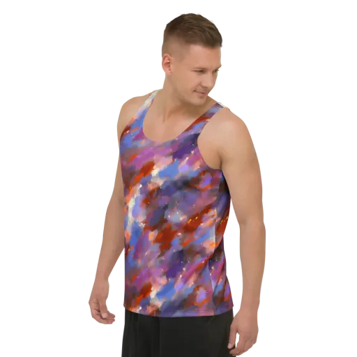 Celestial Brushstroke on a Men's Tank Top