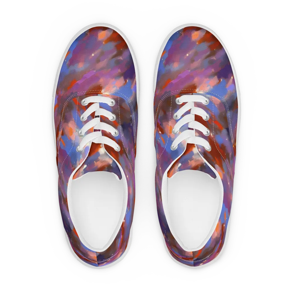 Celestial Brushstroke on Men's Lace-Up Canvas Shoes — Front