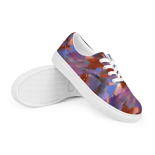 Celestial Brushstroke on a Men's Lace-Up Canvas Shoes