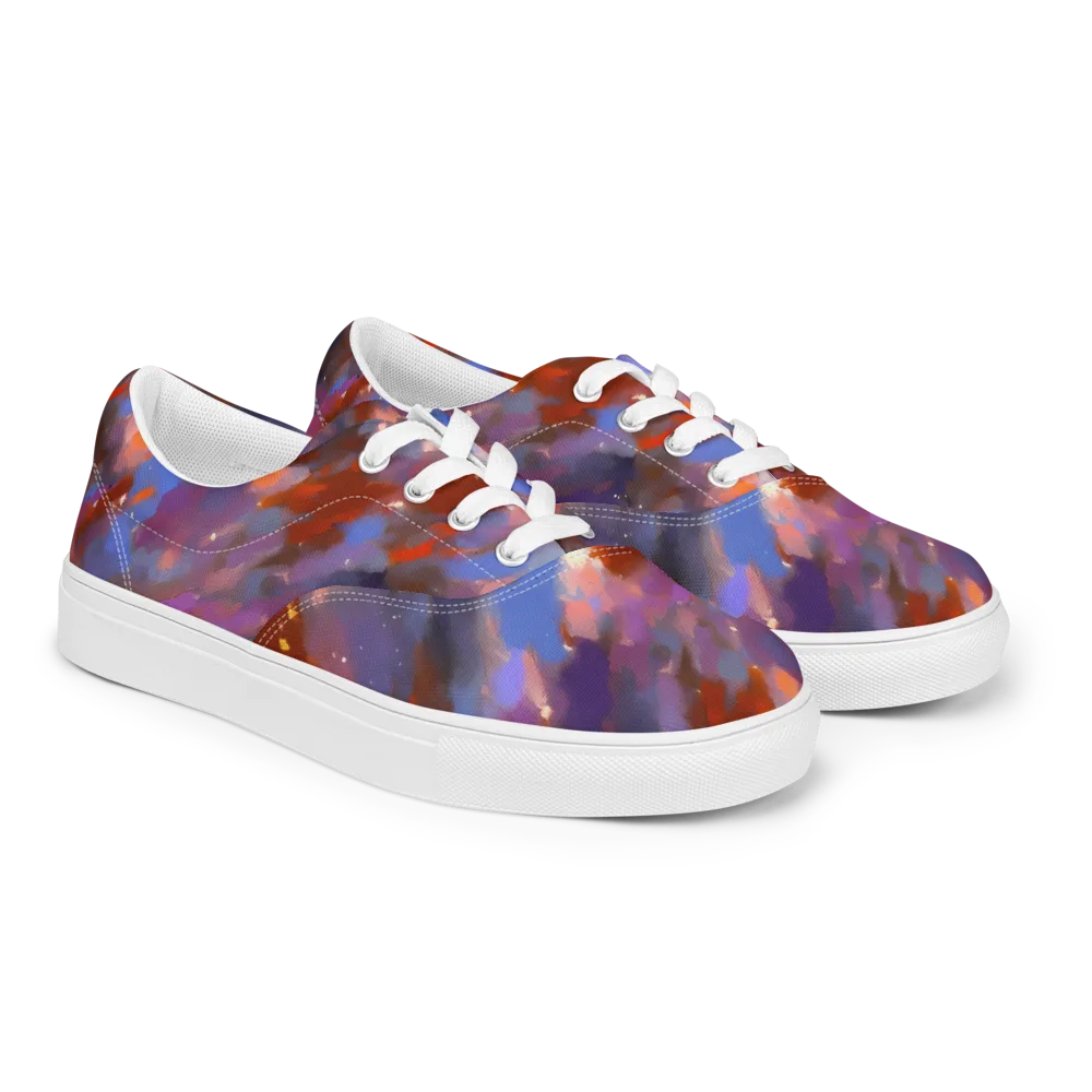 Celestial Brushstroke on Men's Lace-Up Canvas Shoes — Right Front