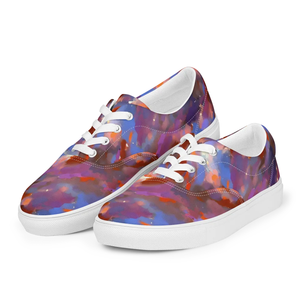 Celestial Brushstroke on Men's Lace-Up Canvas Shoes — Left Front