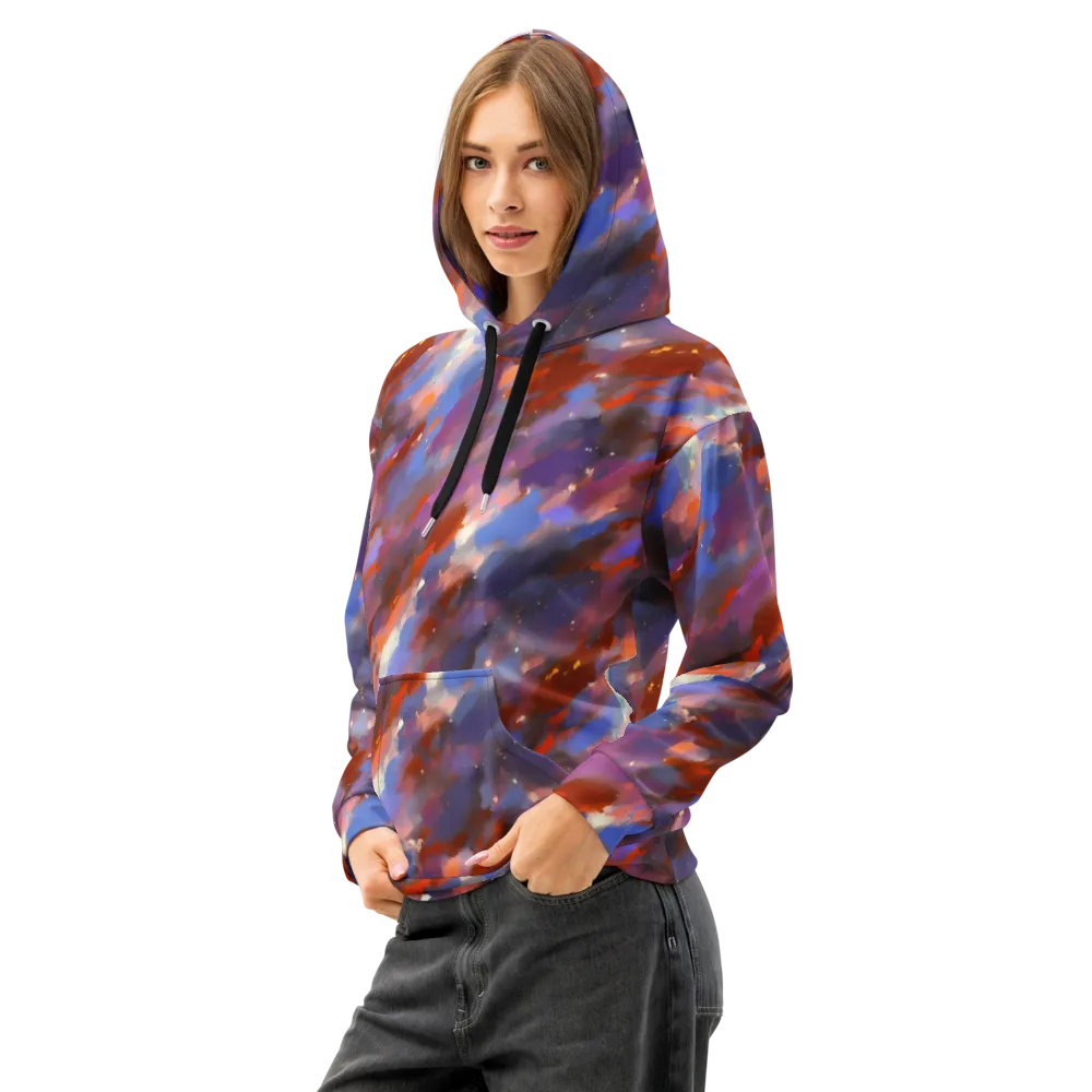 Celestial Brushstroke on Cotton Hoodie — Left Front