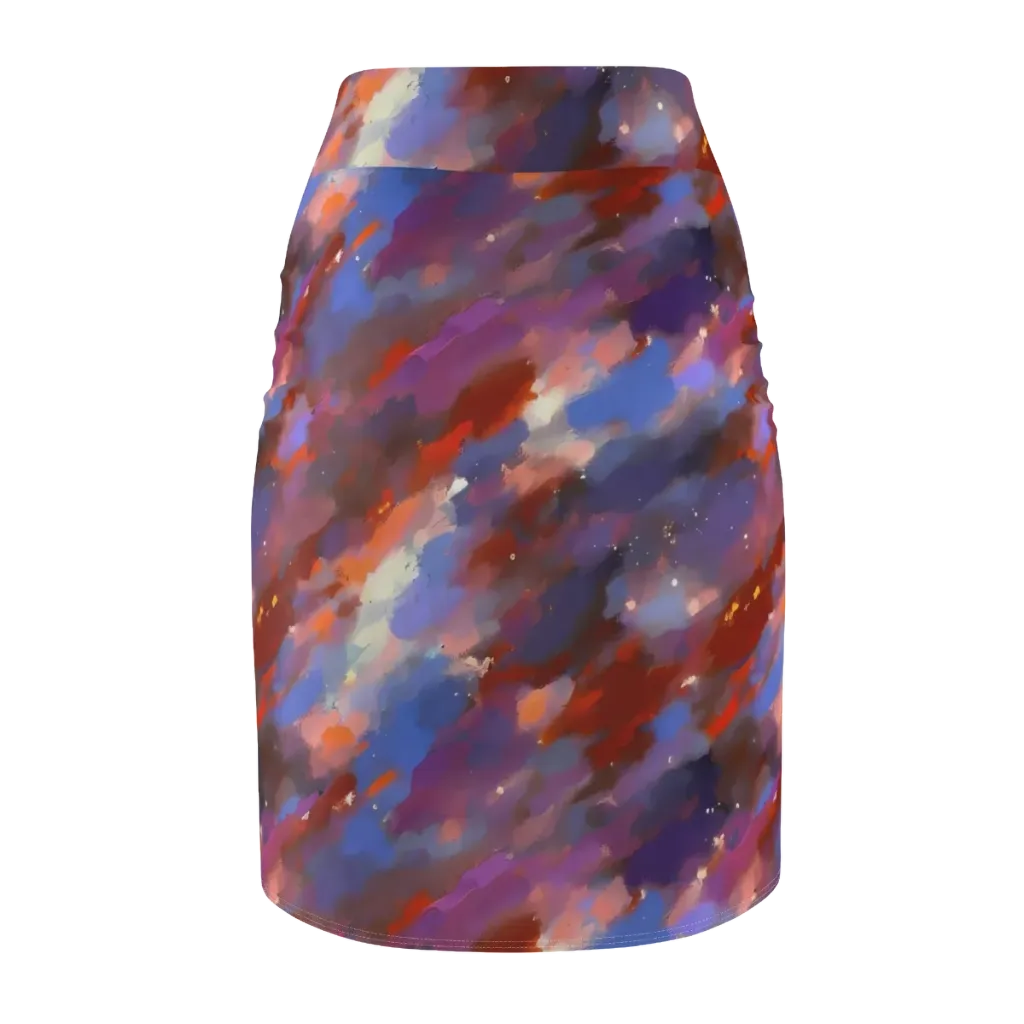 Celestial Brushstroke on Pencil Skirt — Back