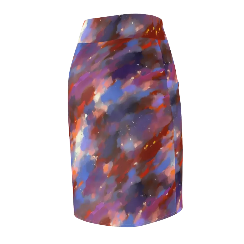 Celestial Brushstroke on Pencil Skirt — Back Side