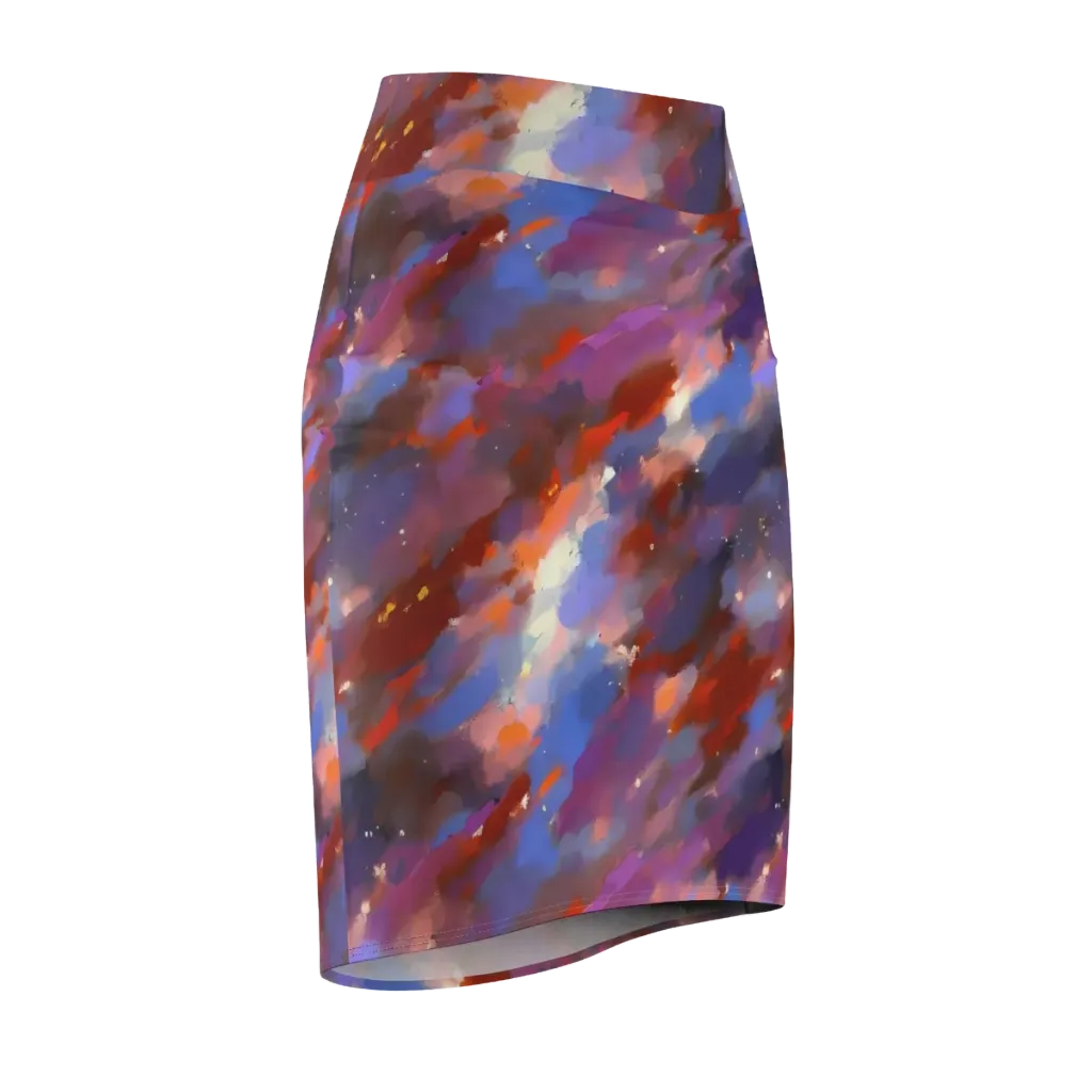 Celestial Brushstroke on Pencil Skirt — Front Side