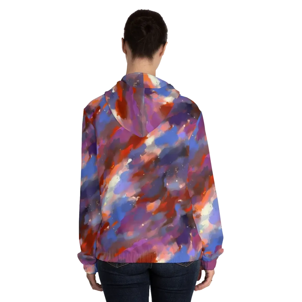 Celestial Brushstroke on Women's Full-Zip Hoodie — Back On Person