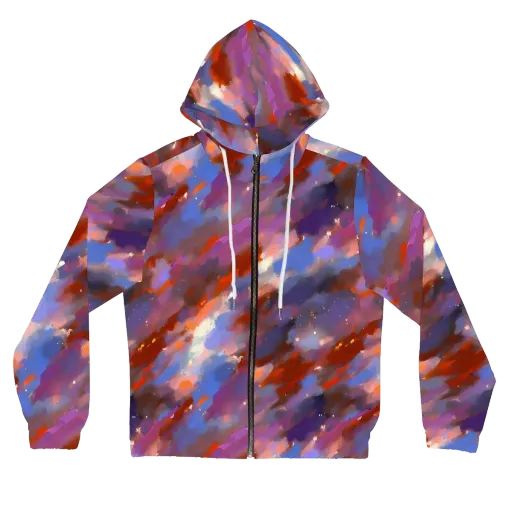 Celestial Brushstroke on a Women's Full-Zip Hoodie
