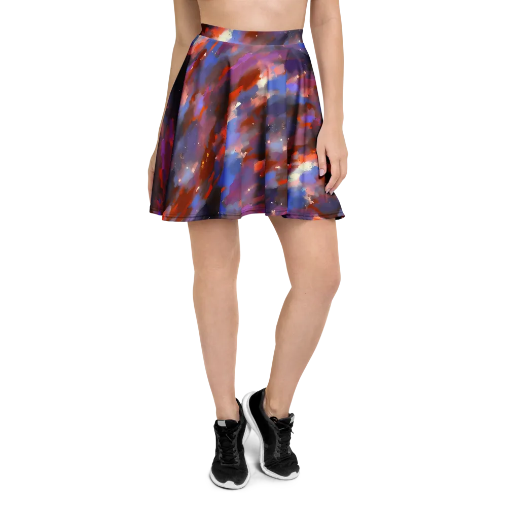 Celestial Brushstroke on Skater Skirt — Front