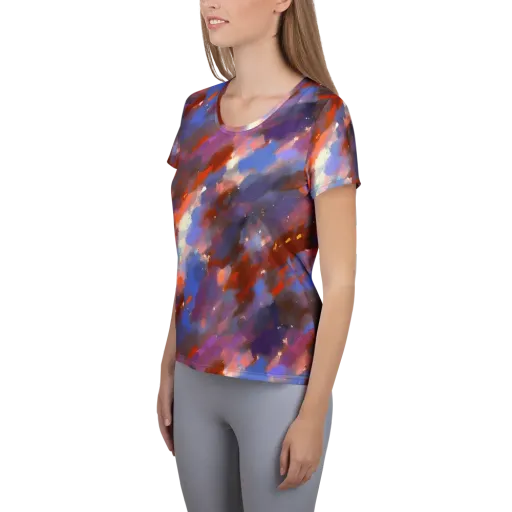 Celestial Brushstroke on a Women's Athletic T-Shirt