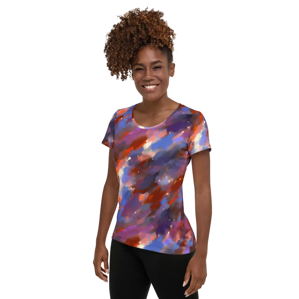 Celestial Brushstroke on Women's Athletic T-Shirt — Left