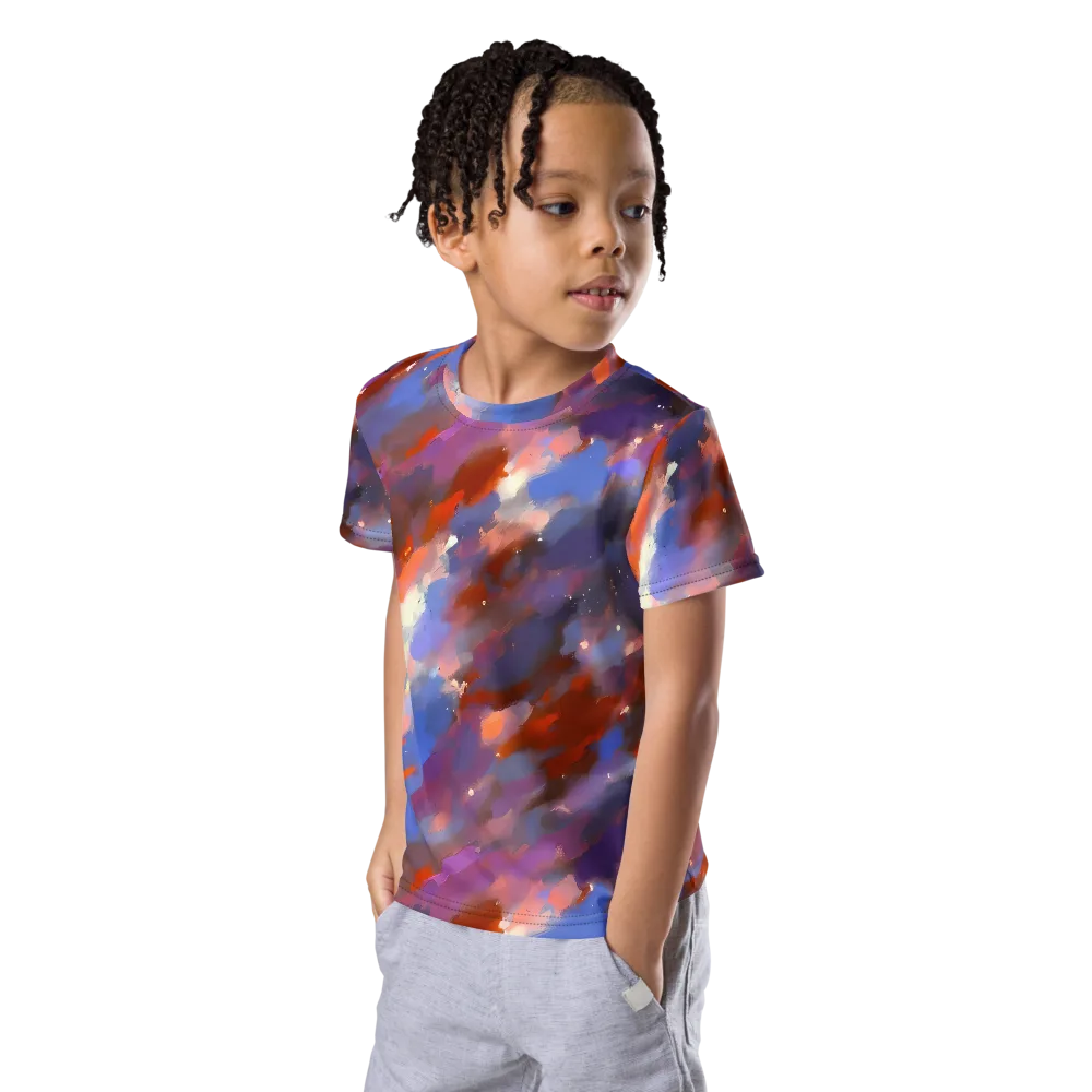 Celestial Brushstroke on Kids Crew Neck T-Shirt — Left Front