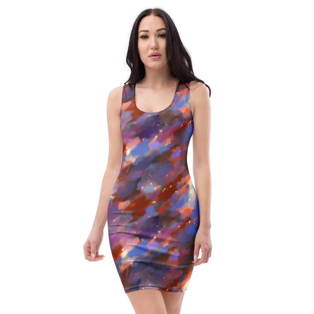 Celestial Brushstroke on Bodycon Dress — Front
