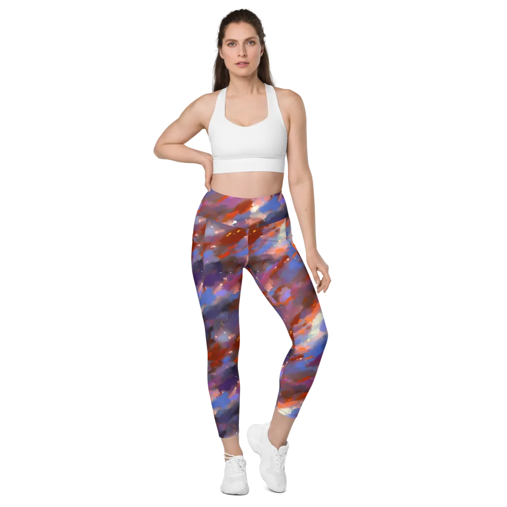 Celestial Brushstroke on Leggings with Pockets — Front