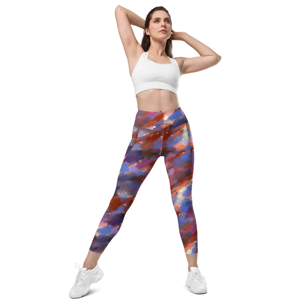 Celestial Brushstroke on Leggings with Pockets — Front