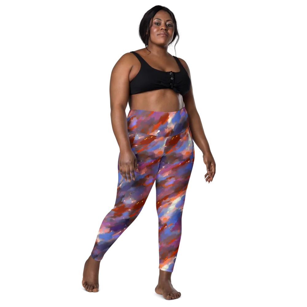 Celestial Brushstroke on Leggings with Pockets — Front