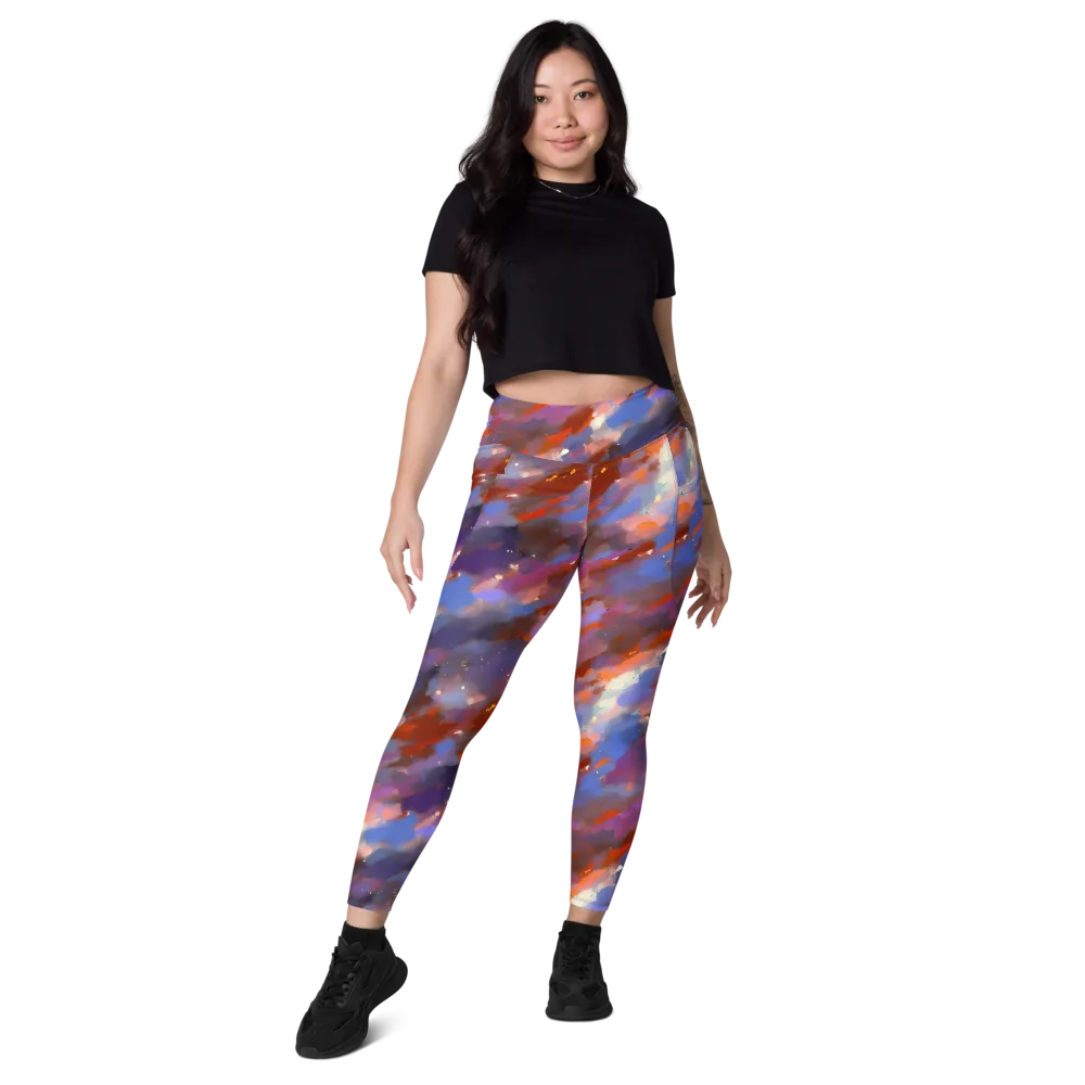 Celestial Brushstroke on Leggings with Pockets — Front