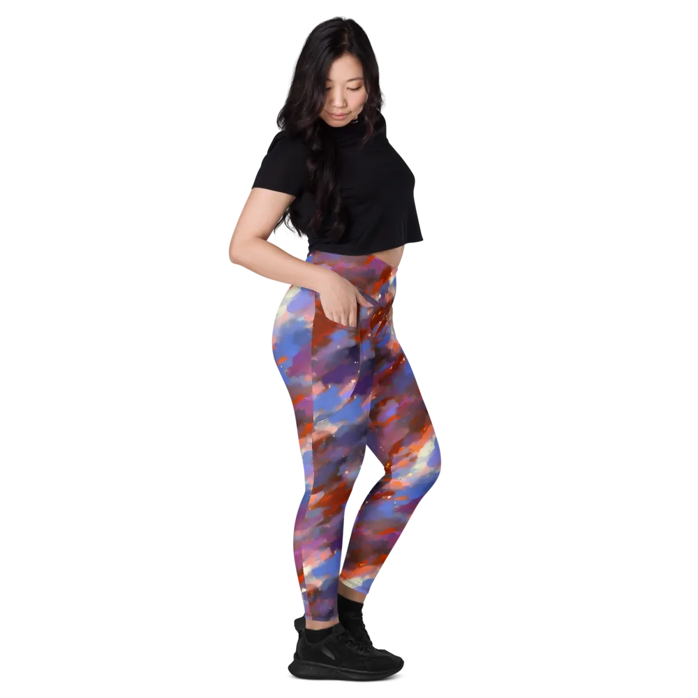 Celestial Brushstroke on Leggings with Pockets — Right