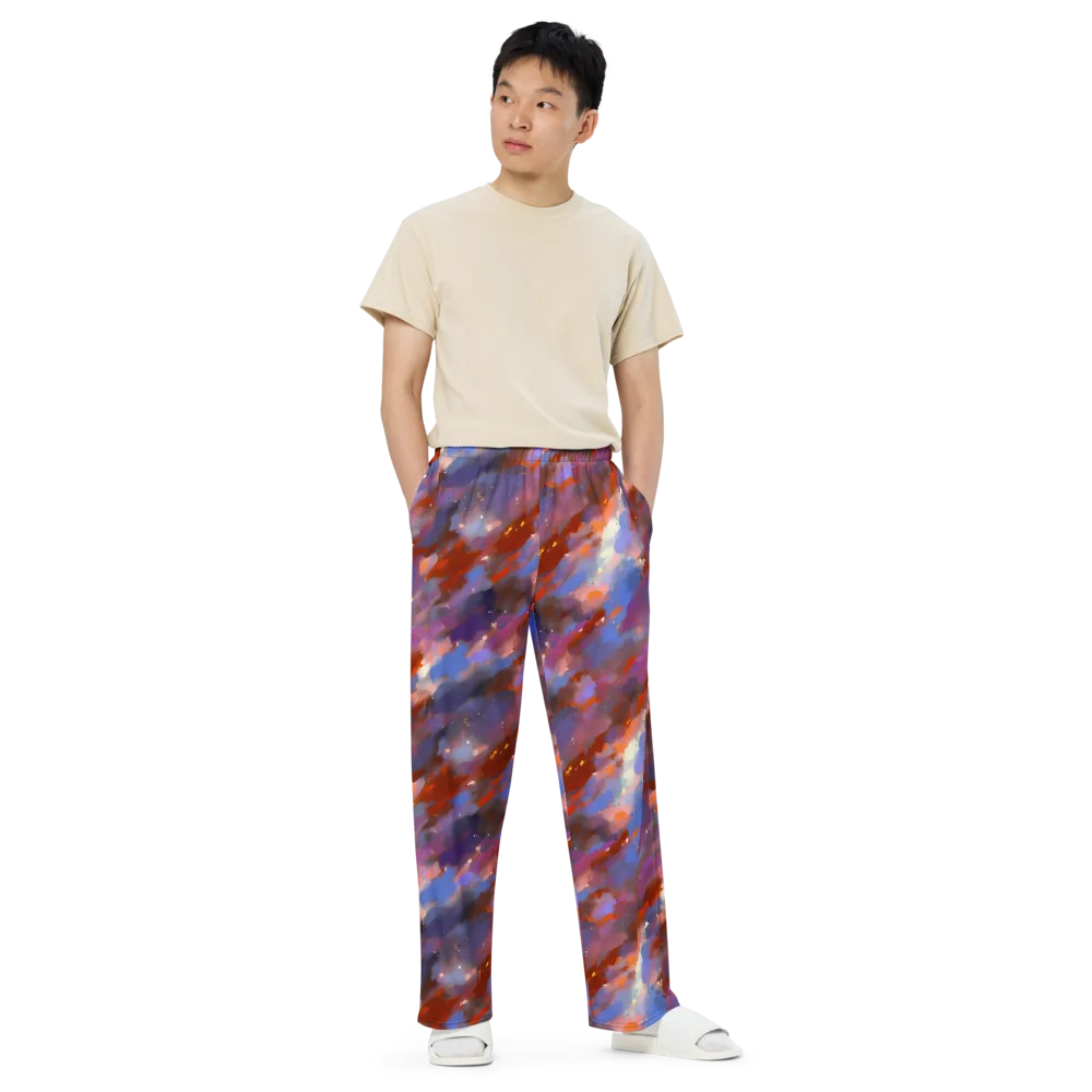 Celestial Brushstroke on Wide-Leg Pants — Front