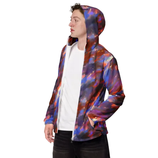 Celestial Brushstroke on a Men's Windbreaker
