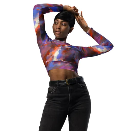 Celestial Brushstroke on a Long Sleeve Crop Top