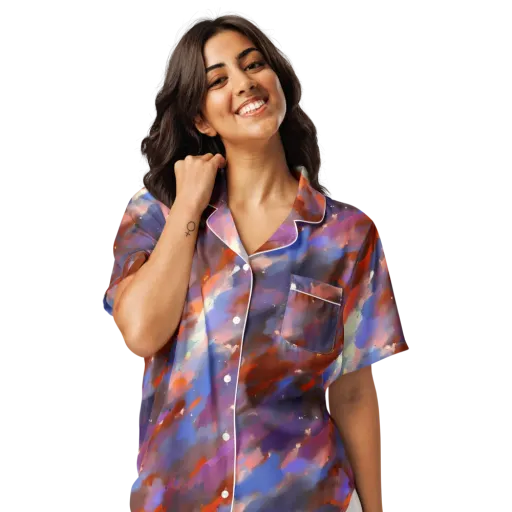 Celestial Brushstroke on a Women's Short Sleeve Pajama Top