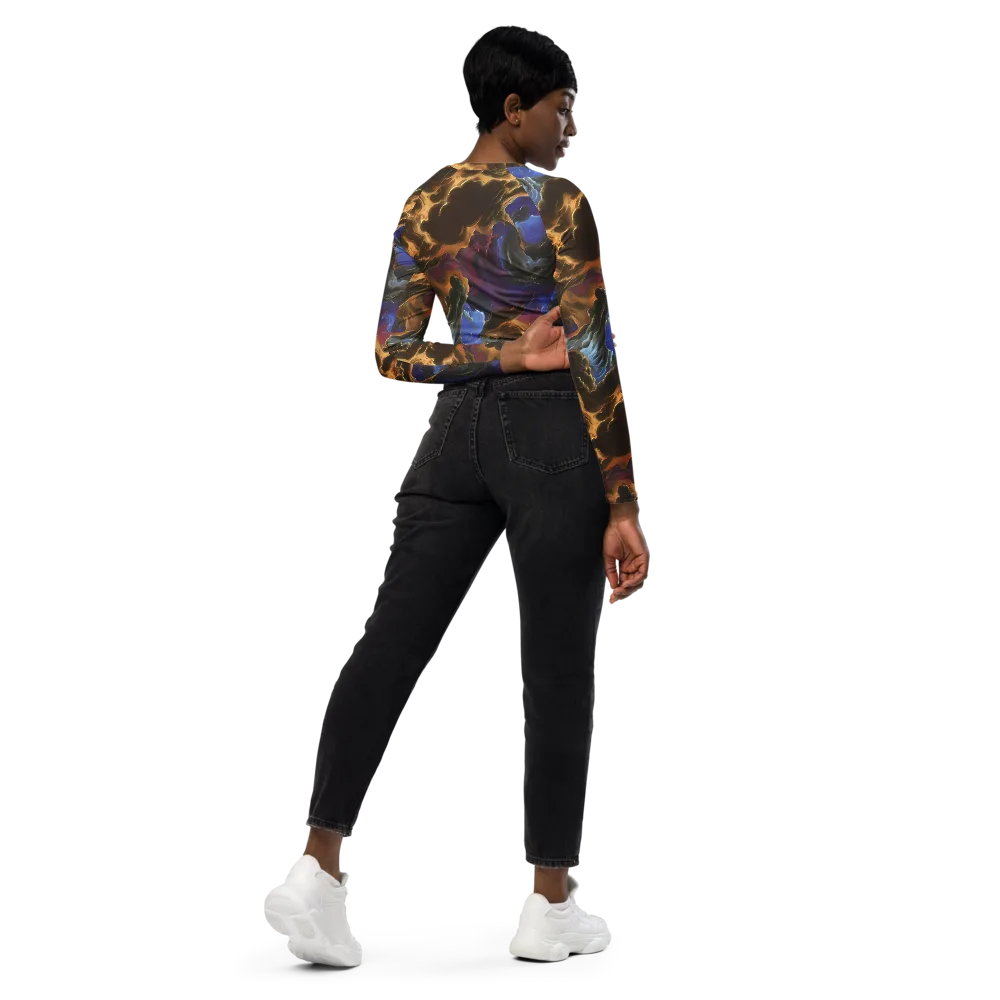 Vortex Virtue on Long Sleeve Crop Top — Right Back