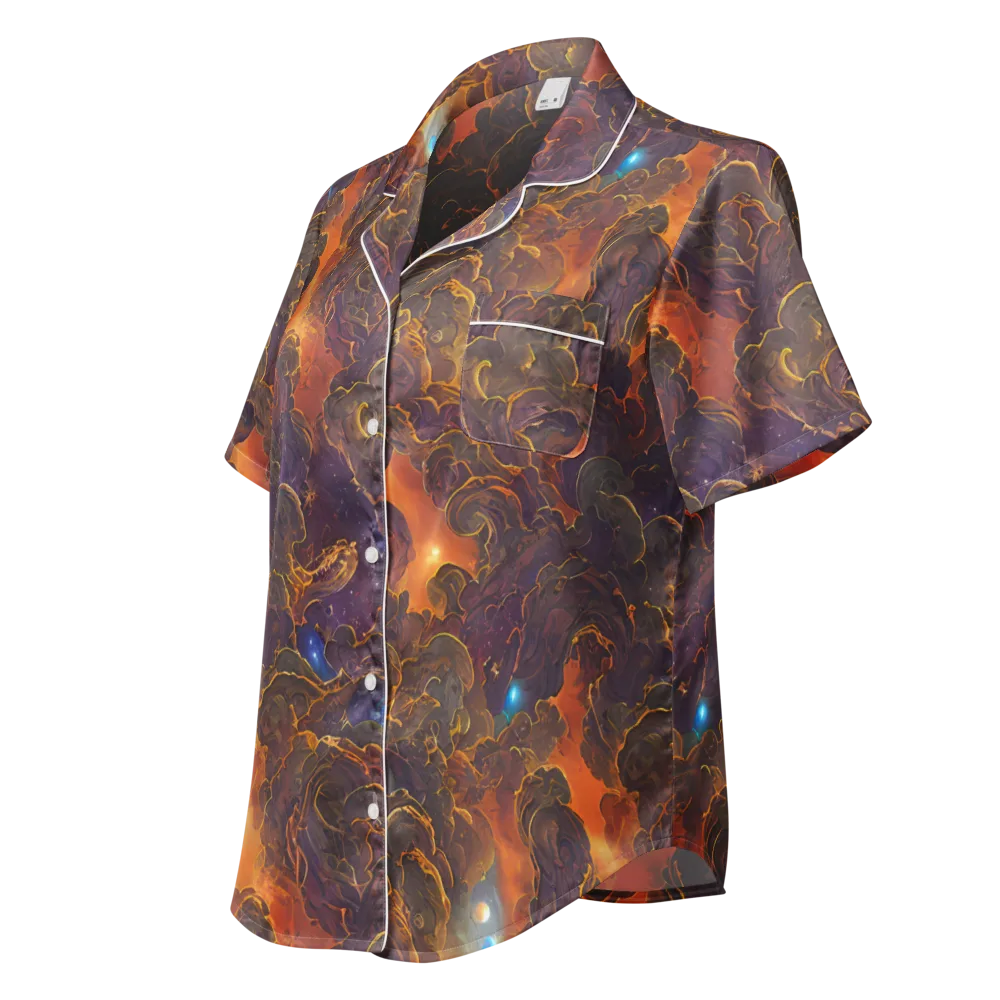 Pozzo Vortex on Women's Short Sleeve Pajama Top — Left Front