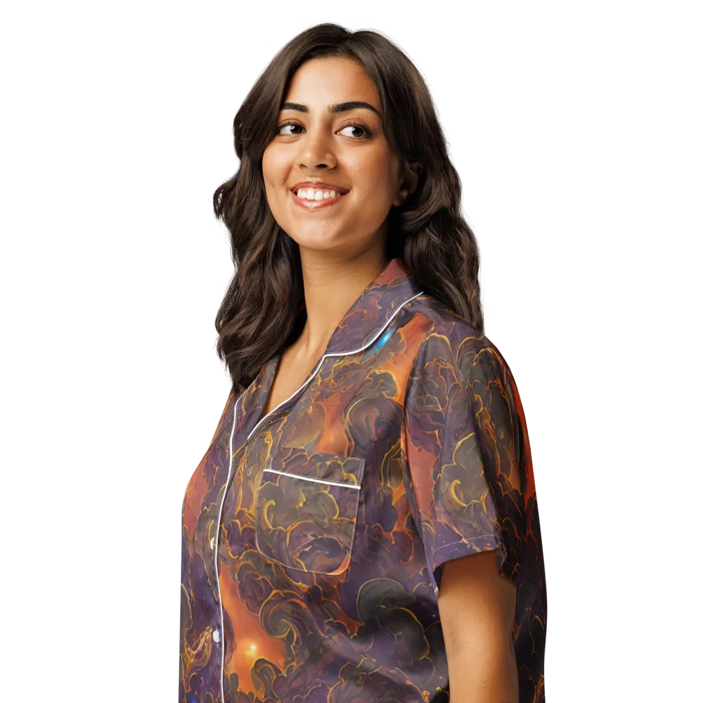 Pozzo Vortex on Women's Short Sleeve Pajama Top — Left Front