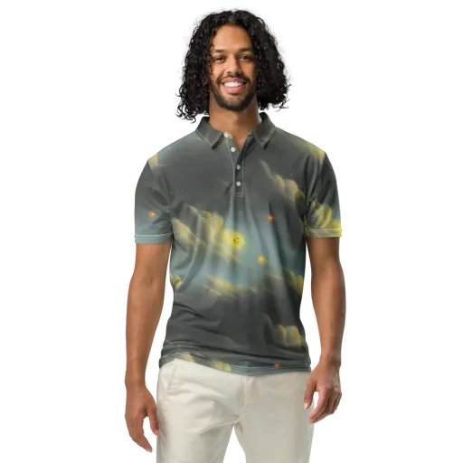 Dreamy Ascent on a Men's Slim Fit Polo Shirt