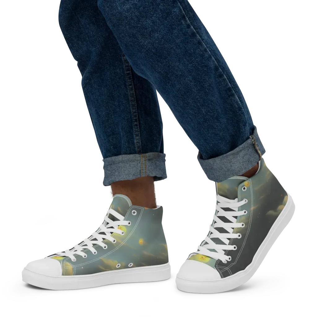 Dreamy Ascent on Men's High Top Canvas Shoes — Left
