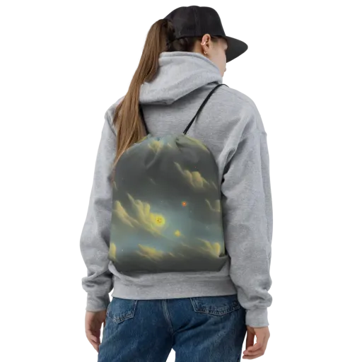 Dreamy Ascent on a Drawstring Bag