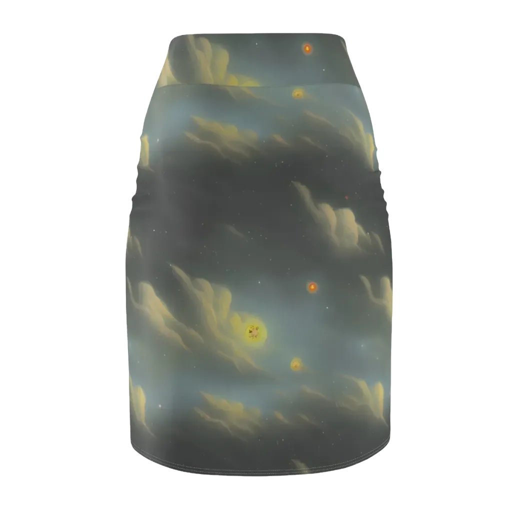 Dreamy Ascent on Pencil Skirt — Back