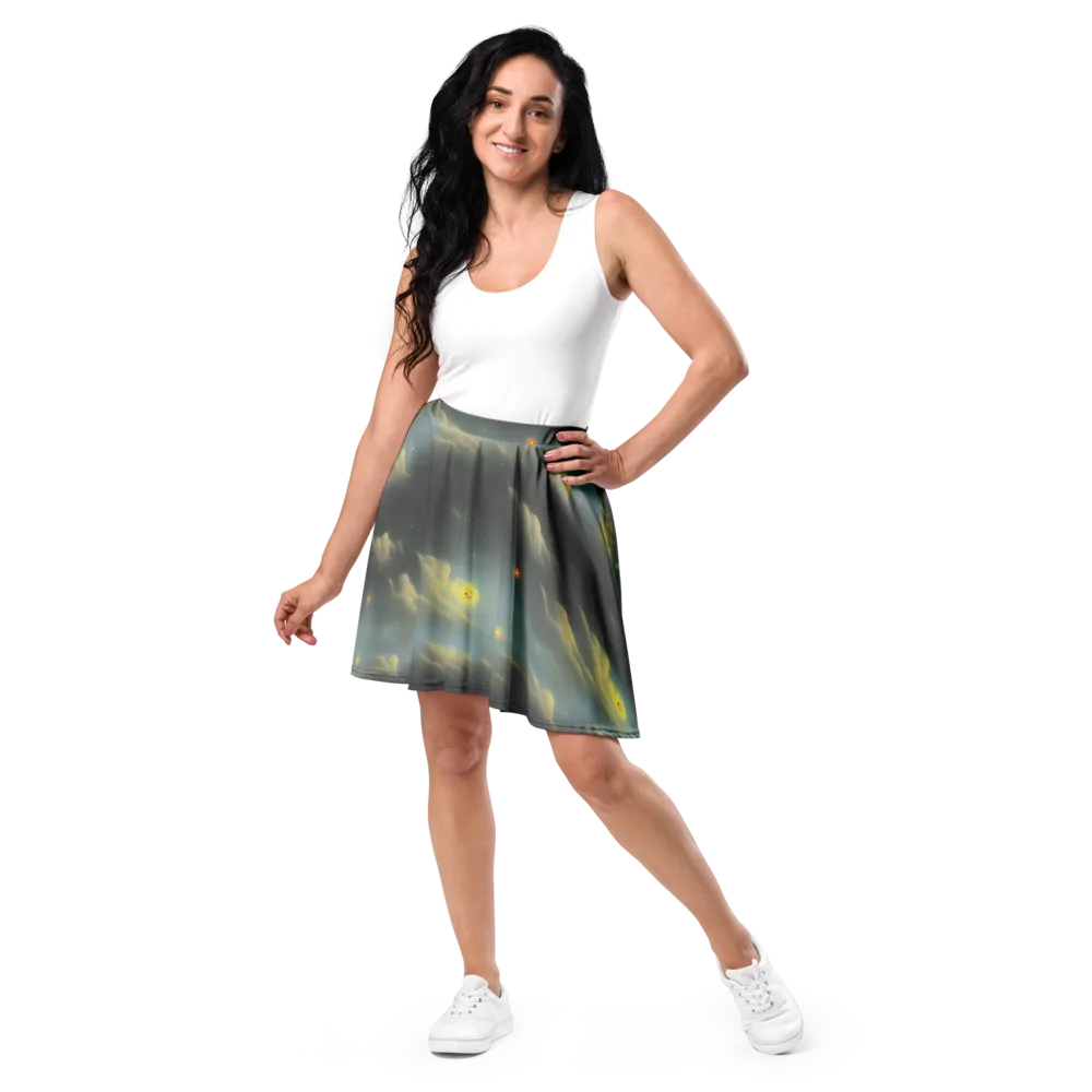 Dreamy Ascent on Skater Skirt — Front