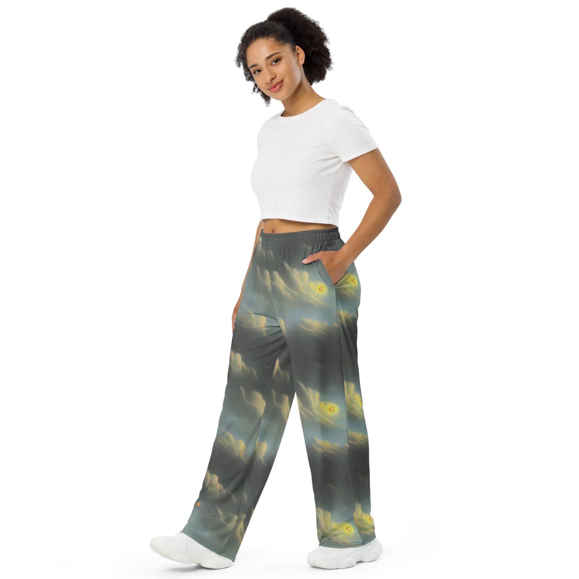 Dreamy Ascent on Wide-Leg Pants — Left Front