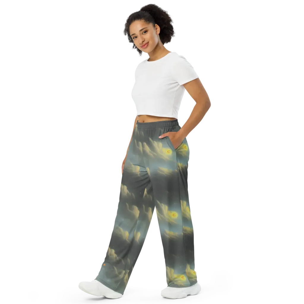Dreamy Ascent on Wide-Leg Pants — Left Front