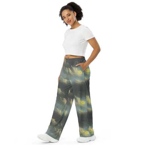 Dreamy Ascent on a Wide-Leg Pants