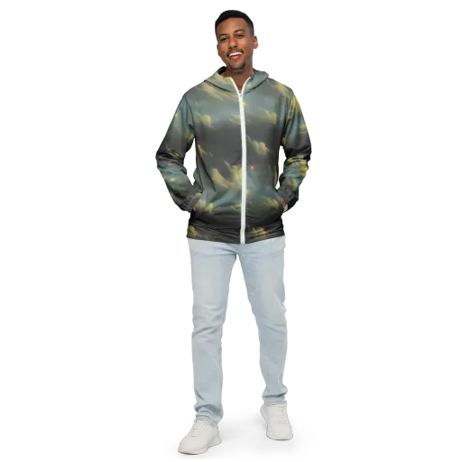 Dreamy Ascent on a Men's Windbreaker
