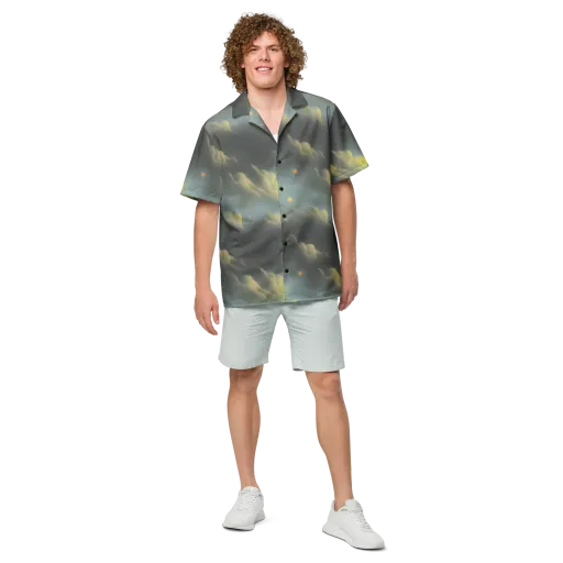 Dreamy Ascent on a Button Shirt