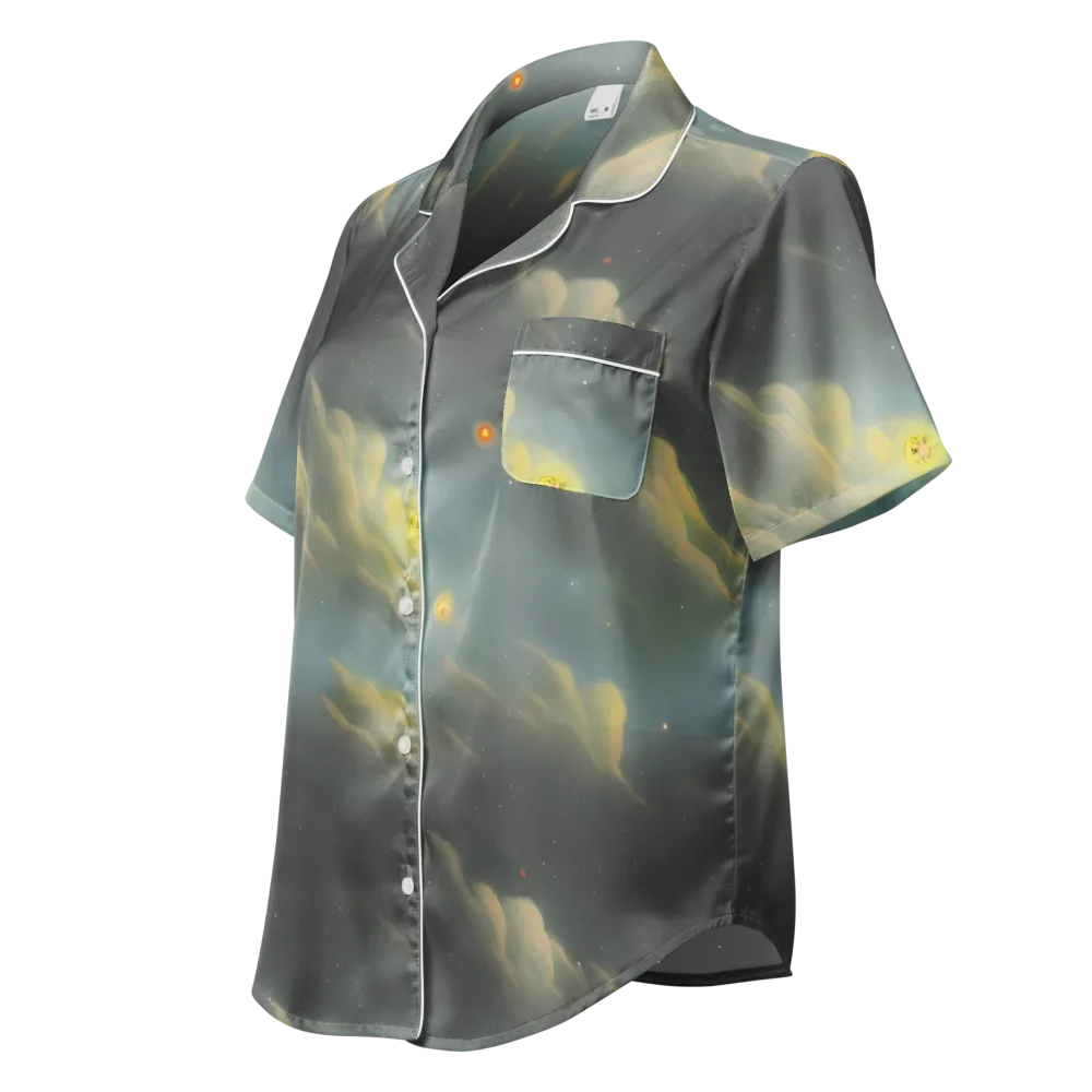 Dreamy Ascent on Women's Short Sleeve Pajama Top — Left Front