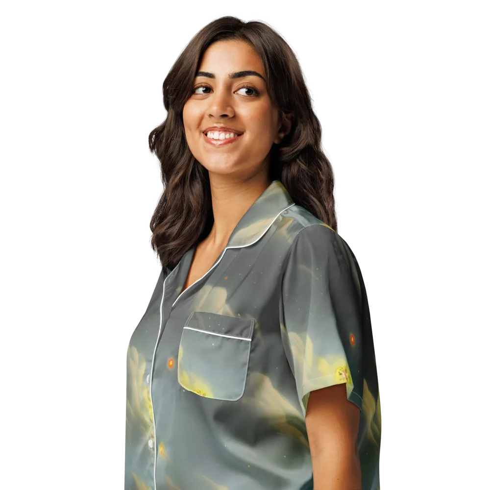 Dreamy Ascent on Women's Short Sleeve Pajama Top — Left Front