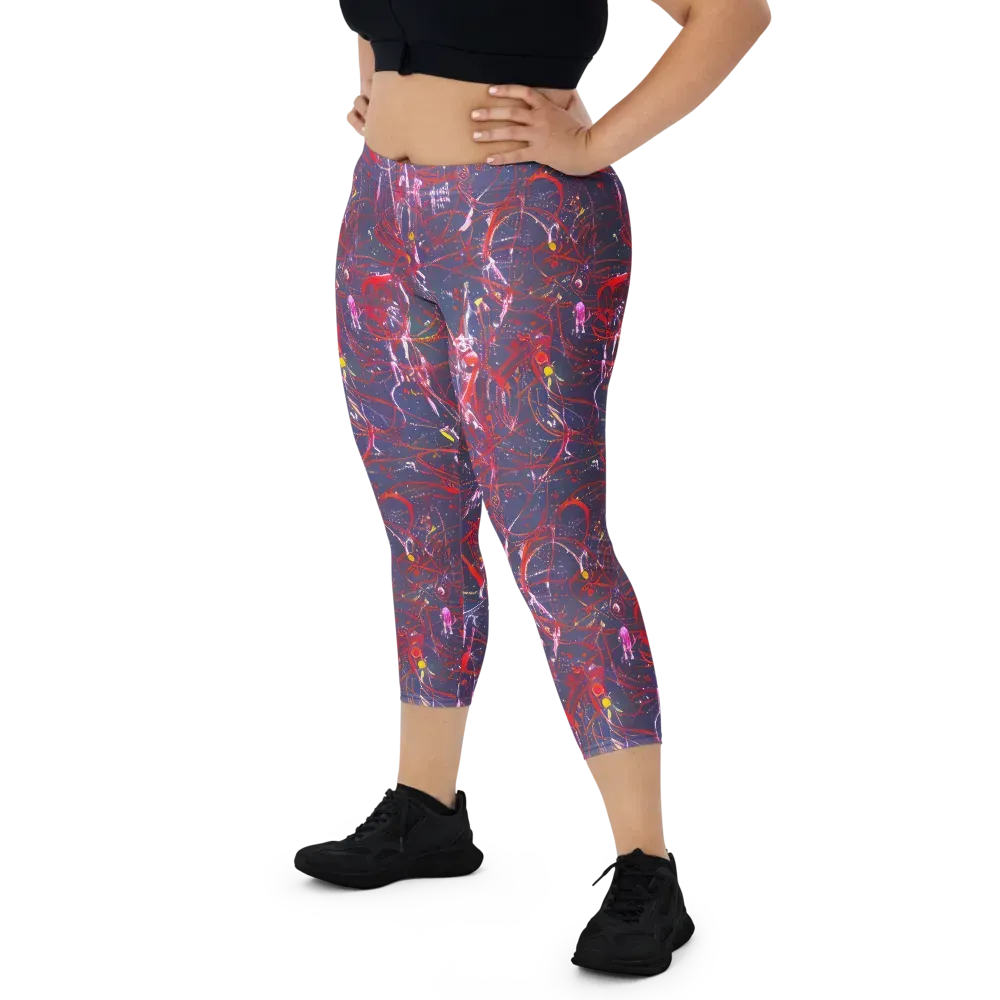 Crimson Circuit on Capri Leggings — Front
