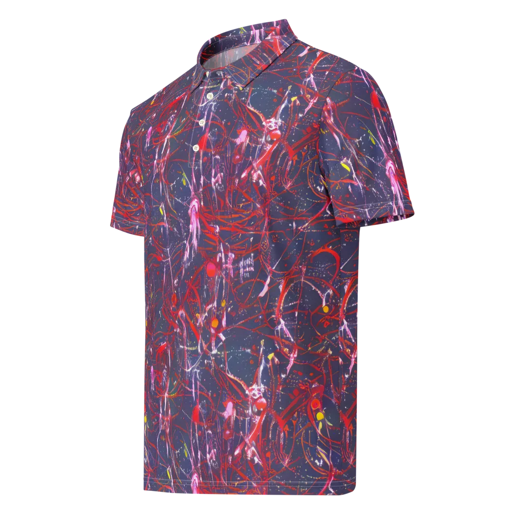 Crimson Circuit on Men's Slim Fit Polo Shirt — Left Front