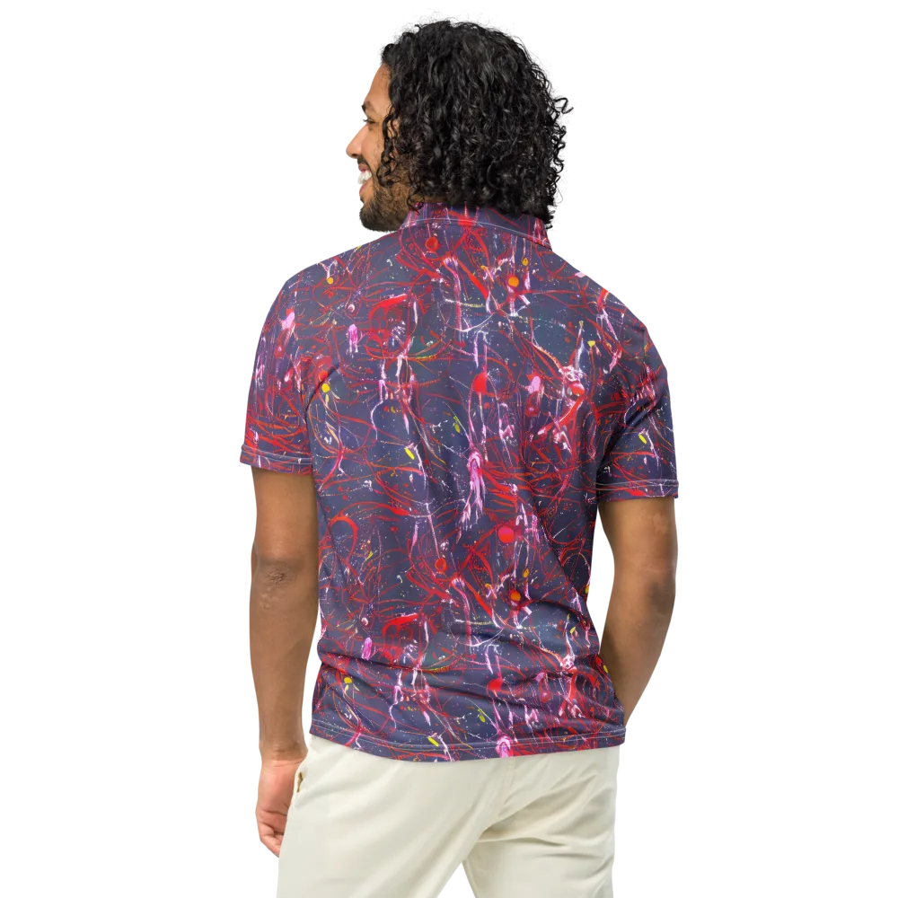 Crimson Circuit on Men's Slim Fit Polo Shirt — Back