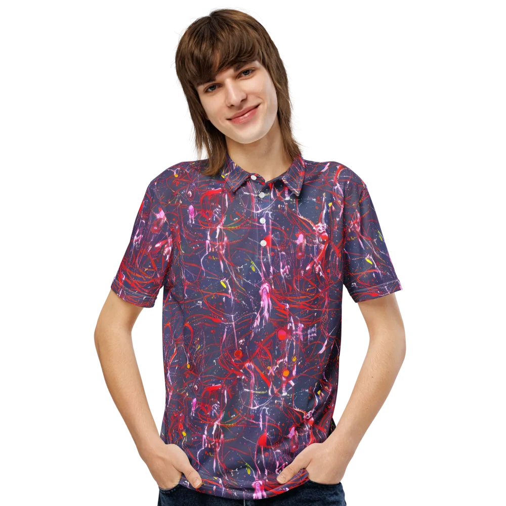 Crimson Circuit on Men's Slim Fit Polo Shirt — Front