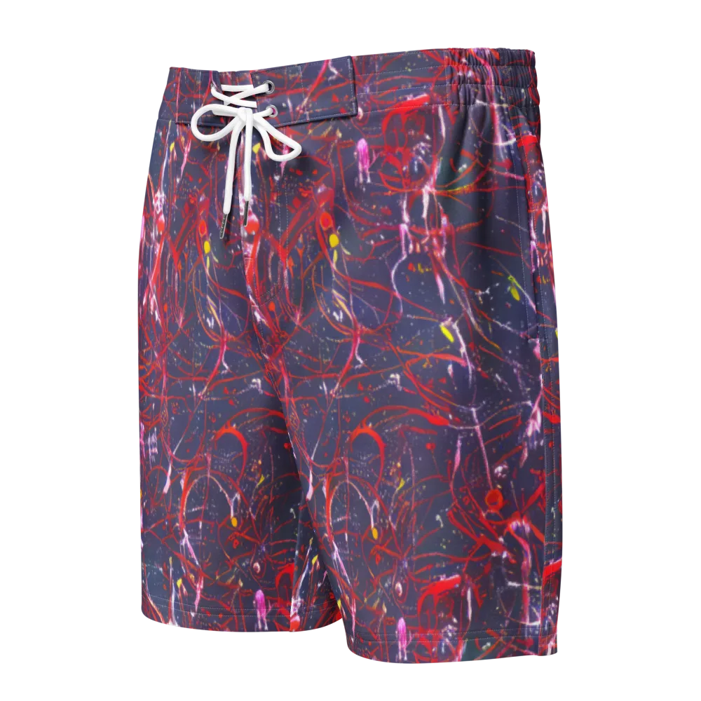 Crimson Circuit on Men's Board Shorts — Front