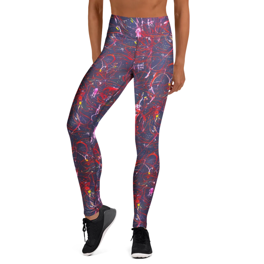 Crimson Circuit on Yoga Leggings — Front