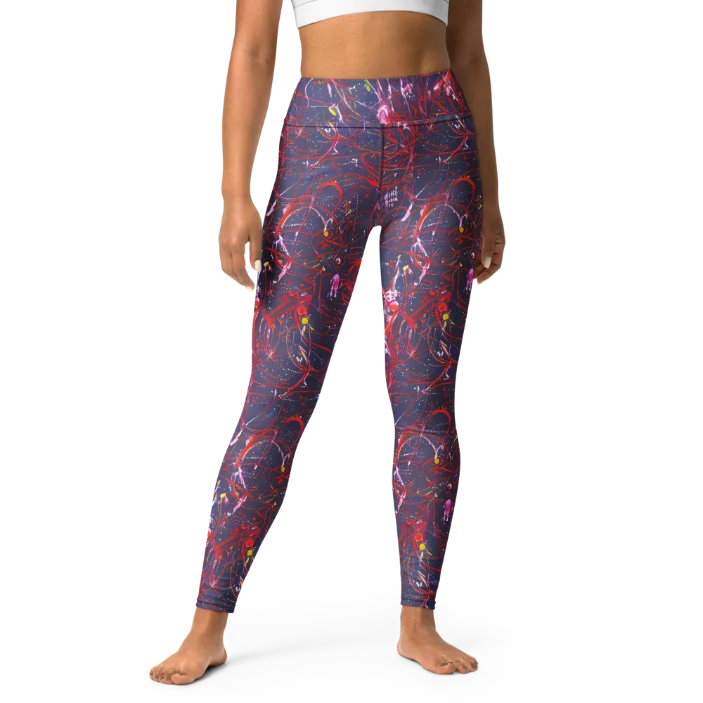 Crimson Circuit on Yoga Leggings — Front