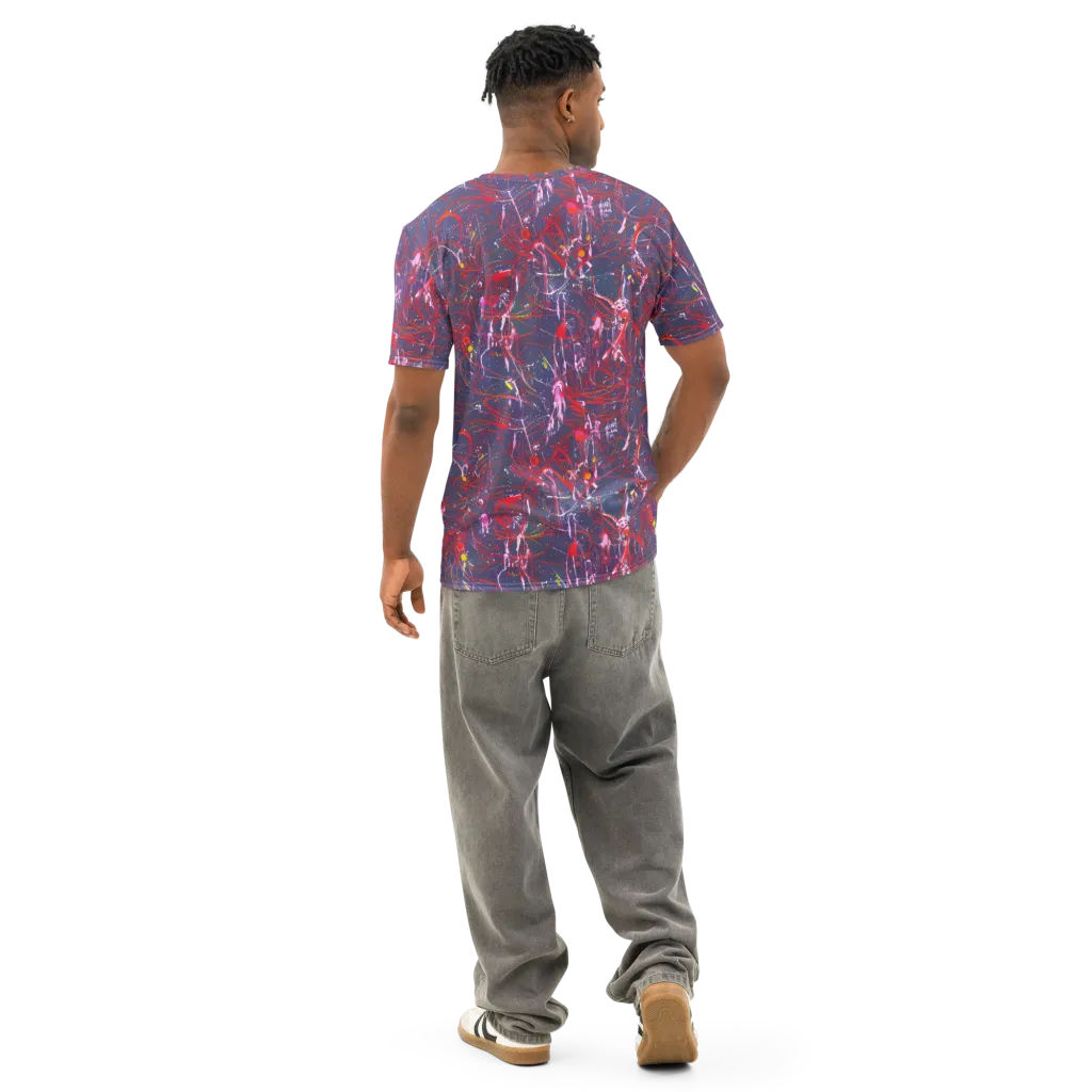 Crimson Circuit on Men's Cotton Crew Neck T-Shirt — Back
